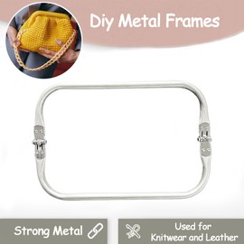 Dantolo Pack of 3 Aluminium Wallet Frame, Closure Inner Tubular Frame, Square Assembled Bags, Clutch Frame for DIY Craft Dinner Bags