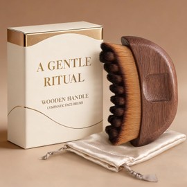 Lymphatic Contour Face Brush - Wooden Handle Lymphatic Drainage Face Sculpting Brushes - Facial Dry Gua Sha Brush Massager Tool- Contour Lift Glow Lymph Drainage Brushes for Face Neck Double Chin