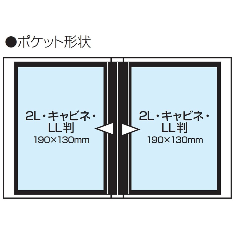 Nakabayashi Album Photographilia 2L Size, 100 Sheets, 1 Tier, Black