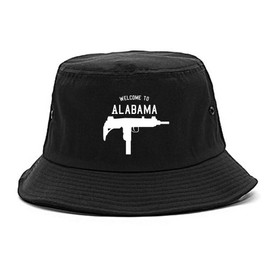 Welcome to Alabama Uzi Sub Machine Gun Bucket Hat Black