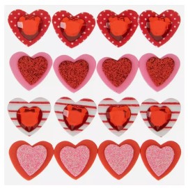 Brother and Sister design studio 4pks Valentine's Day Hearts Gem Glitter Foam Shape Stickers Craft Teacher Supply