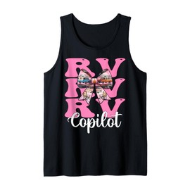 RV Copilot RV Camping Camper Motorhome Girl Mom Coquette Bow Tank Top