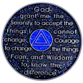 AA 8 Year Crystals & Glitter Medallion, Silver, Blue Color & 3 Crystals