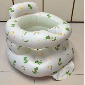 Inflatable Baby Seat for Babies 3-36 Months,Baby Floor Chair with Built in Air Pump,Infant Back Support Seat for Sitting & Learning to Sit (Green Dinosaur, 53cm*51cm*38cm)