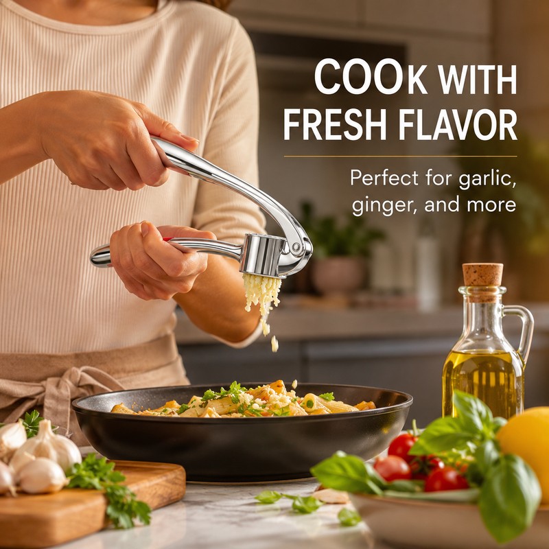 Garlic Press for Quick Kitchen Prep – Easy-Squeeze Garlic Mincer