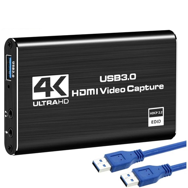 1 Capture Board USB3.0 4K HDMI Capture Board Video Capture Board (HDMI 4K 60FPS Input 4K 60FPS Passthrough, HD HDMI 1080P 60FPS Game Recording, HDMI Video Recording), Compatible with Windows, Linux, Mac OS X, PS4, PS5, Xbox One, Nintendo Switch, Wii U/OBS Studio..