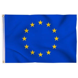Aricona European flag 90 x 150 cm with brass eyelets, classic, weatherproof flag for flagpole, 100% polyester