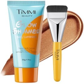 Iluminador Corporal Glow Shimmer, Brillo Natural Tipo Sun-Kissed, Fórmula Ligera y Resistente a la Transferencia, con Aroma a Vainilla y Caramelo Tropical (02 Miel Bronceada)
