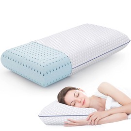 CushyOasis Memory Foam Pillows for Side, Back and Stomach Sleepers, Bed Pillow with Washable Cover and Breathable Mesh, Bed Pillow for Sleeping Queen Size (Grey)