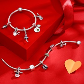 NINGAN Sterling Silver 925 Lucky and Loving Pearl Jewellery Shiny Camera Lucky Cube Clover Suspension Arm Suitable for Women's Bracelet Necklace, Cubic Zirconia, Cubic Zirconia