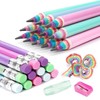 Hanffero Rainbow Pencils, Writing Drawing Pencil with Rubber, Recyclable Paper