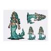 4 x 'Mermaid Wearing Crown Pixel Art' Temporary Tattoos -