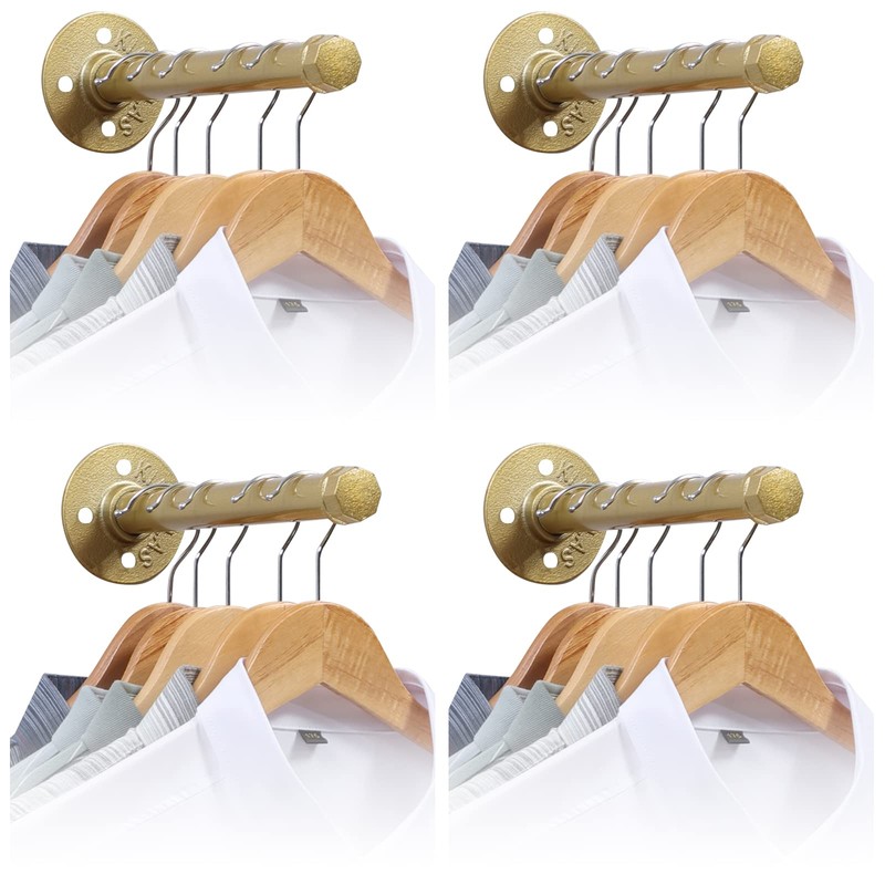Industrial Golden Pipe Clothing Rack 10 Inch, 4 Pcs Gold