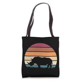 Retro Vintage Sunset Farm Animal Lover Rhinoceros Rhino Tote Bag