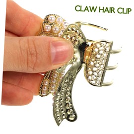 BIUDECO Pearl Clip Bangs Hair Clip Human Hair Decorative Hair Accessories for Women Thin Thick Hair Pearl Claw Clip Jaw Clips for Hair Styling Tool 2pcs Set