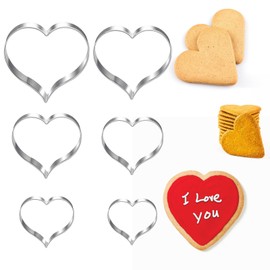 Heart Cookie Cutters Set, 6 Pieces Stainless Steel Cookie Cutters Set, Fondant Cookie Cutters, Cookie Cutter, Stainless Steel Valentine's Day Cookie Cutters for Baking