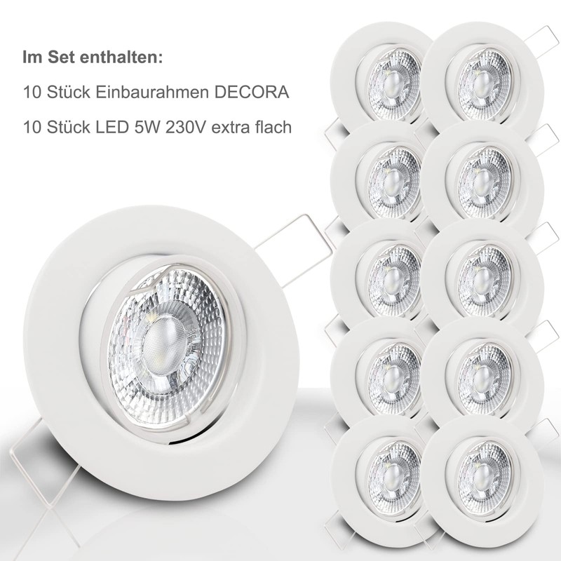 DECORA Recessed Ceiling Spotlight 230 V - Set Includes LED