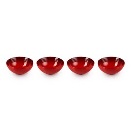 Le Creuset Stoneware Set of 4 Soup Bowls, 22 oz. (6.25") each, Cerise