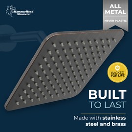 HammerHead Showers All Metal 8 Inch Square Rainfall Shower Head, High Flow Shower Head Optimized for Pressure, Oil Rubbed Bronze, 2.5 GPMv