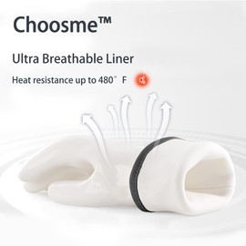 HOLDZERO Oven Gloves Liquid Silicone Gloves Food Grade Heat Resistant Mitts with Fingers, for Cooking Baking Grilling Waterproof, with Nylon Liner, White, Large