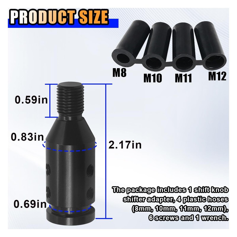LAINLOY Universal Shift Knob Adapter, M12x1.25 Aluminum Car Gear Shift