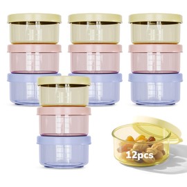 Juego de 12 Recipientes para Papillas, 2OZ Contenedores de Alimentos, Contenedores para Alimentos Bebe Seguros y Reutilizables con Marcadores, para Congelador, Microondas y Lavavajillas