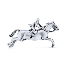 Western Cowgirl Equine Equestrian Riding Jumping Thoroughbred Horses Brooch Pin For Women Oxidized .925 Sterling Silver