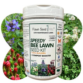 Flawn Seed Kits Speedy Bee Lawn, Easy Spread Shaker, Low Maintenance, Pet, Kid, Eco-Friendly Regenerative, (Covers Up to 500 SqFt)
