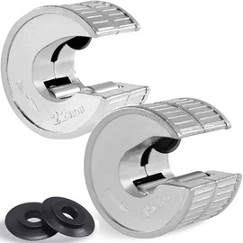 CANOPUS Professional Plumbing Auto Cut Tube Cutter Set Twin Pack 15mm & 22mm Pipe Slice with 2 Pipe Cutting Replacements, copper Pipe Cutter Set