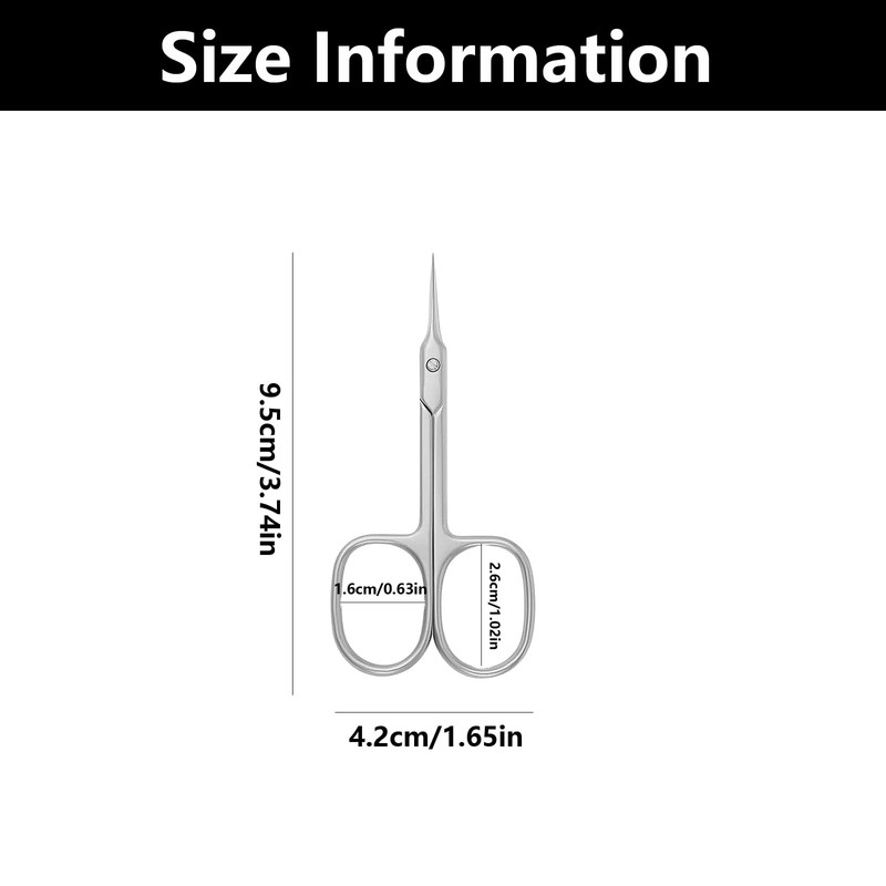 Stainless Steel Nail Scissors, Cuticle Scissors with Curved Tip, Multipurpose
