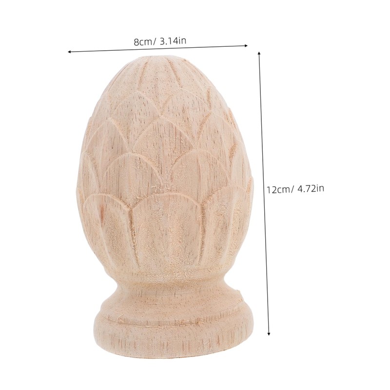 OUNONA Wood Carved Post Topper Finial: 3.14inch Wooden Finial for