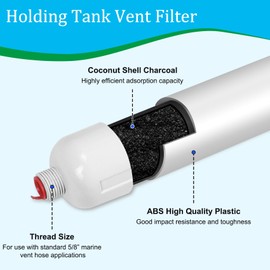 Marine Holding Tank Vent Filter, Holding Tank Vent Filter, Highly Adsorbent Coconut Shell Carbon, Direct Compatible with Dometic ECO DVF Sealand SaniGuard, Fits Original Mounting Brackets and Fittings