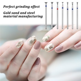 7pcs Cone Nail Drill Bits Cuticle Polishing Bit Sand Cone Drill Bits For Nails Grinding Head for Electric Nailes File Machine Cuticle Pusher Drills Bit For Nails Gel Polishing Nail Salon Supply