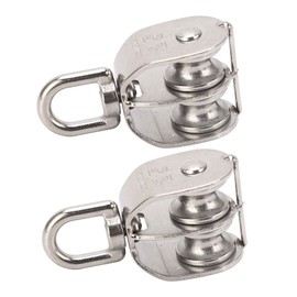 Hyuduo Double Pulley Block Made of Stainless Steel, Pack of 2, M25 Double Belt Cheibe with 150 kg Bearing Capacity and Swivel Function, Friction Snatch Rigging Blocks, Lifting Equipment Accessories