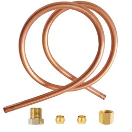 1/4“ OD Copper Pilot Tubing with 7/16"-24 UNS Male/Female Compression Fittings for Gas Water Heater pilot,Gas Fryer - 24 inch Length