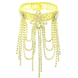 Arras Creations Trendy Fashion Flower Drape Arm Cuff/Bracelet/Anklet for Women / AZABRH515-GCL