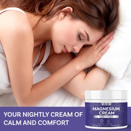 Dersie Magnesium Cream for Sleep & Leg Cramps: Soothing Magnesium Cream with Lavender, Grape & Camellia Seed Oil - Hydrating & Calming for Men, Women and Kids (4 fl oz)