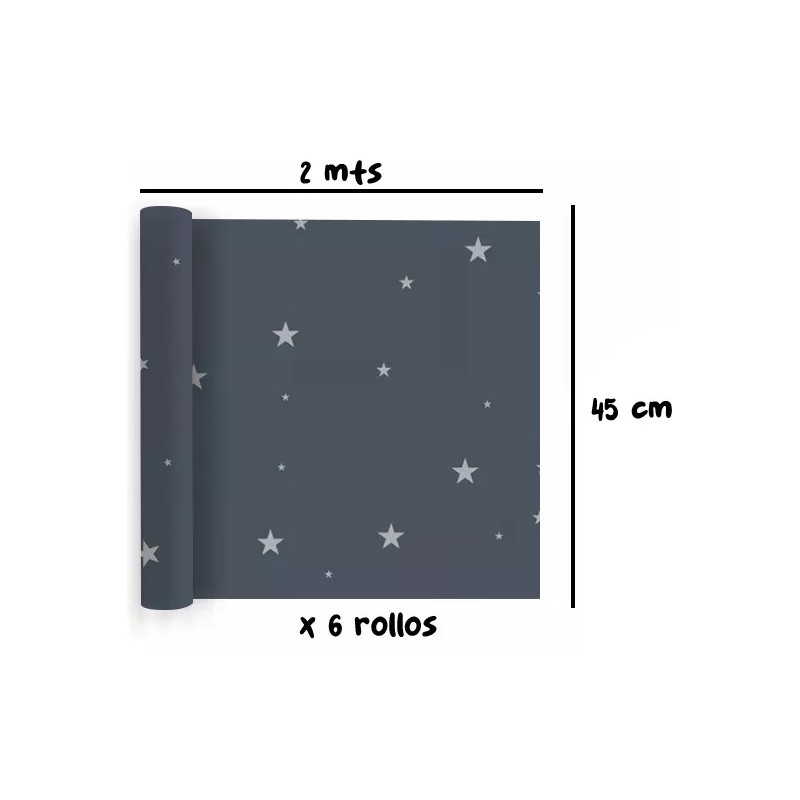AJC Papel Tapiz De Contacto Autoadhesivo 45x2mts 6 Pz Estrellas