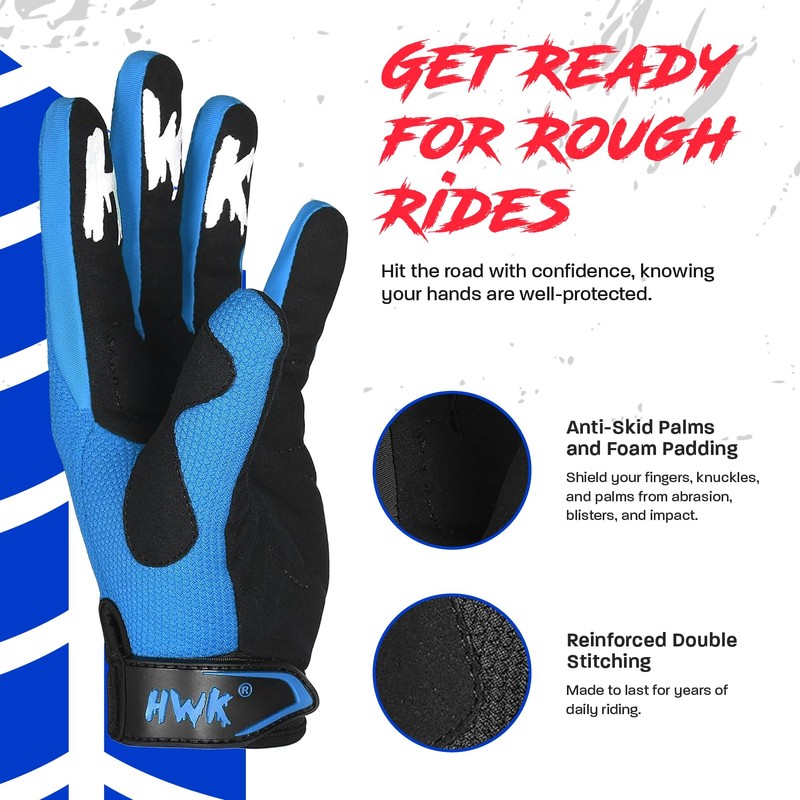 HWK Motorcycle Gloves for Men & Women, Durable & Comfortable