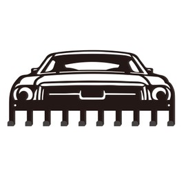 SUPERDANT Key Holder Car Theme Wall Mounted Key Hooks for Wall Decorative with 10 Hooks Black Metal Key Organizer Rack Hanger for Entryway Front Door Hallway Office Man Cave Decor