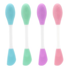 4 Pack Silicone Face Mask Applicator, 2 in 1 Double-Sided Facial Scrubber Brush Tool, Double-Head Manual Cleansing Brush for Deep Gentle Exfoliating