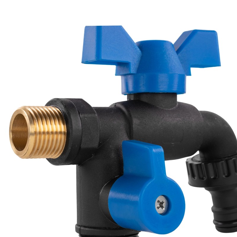 Double Outlet Ultra Tough Nylon Garden tap,Butterfly Handle,1/2" bsp Inlet