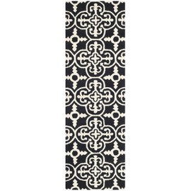 Safavieh Cambridge Collection CAM133E Handmade Moroccan Premium Wool Runner, 2'6" x 10' , Black / Ivory
