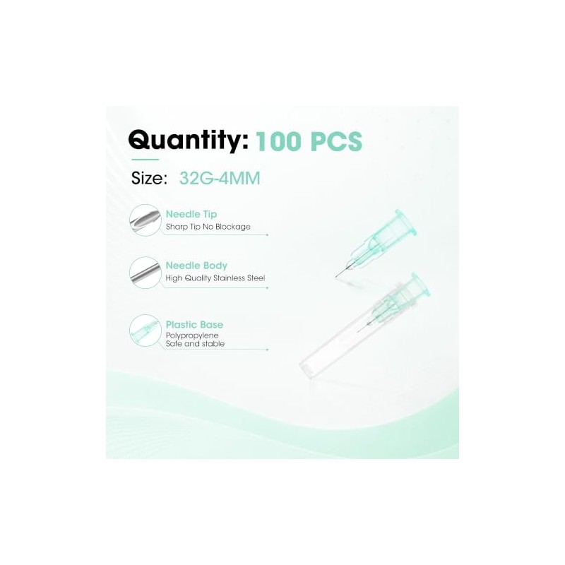 Agujas Luer Lock desechables de calibre 32 de 0,41 cm