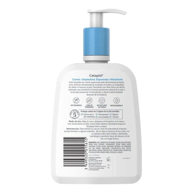 Cetaphil Crema Limpiadora Espumosa Hidratante 473 ml