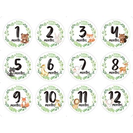 LANCHEN 12pcs/set newborn milestone memorial month stickers flowers baby month stickers