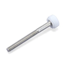 #6-32 x 1-1/2" Thumb Screw Stainless Steel - White Knurled Round Plastic Knob - Standard/Coarse Thread Thumbscrew - Length: 1.500" - Proudly Built in USA - Package of (4)