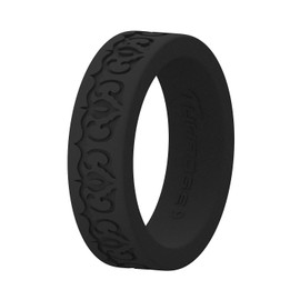 Tuhaoge Anillo de Boda de Silicona para Mujeres y Hombres, alianzas de Boda de Goma de Silicona, Negro, 8