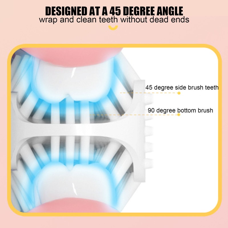 Children Electric Toothbrush Teeth Cleaning Massage UShape Waterproof Automatic Toothbrush(Pink
