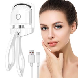 WDKXCN Heated Eyelash Curler, Electric Eyelash Curler, Heated Eyelash Curler with 2 Temperature Modes, for All Eyelashes, White